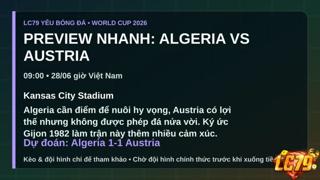 Algeria vs Austria - LC79 preview