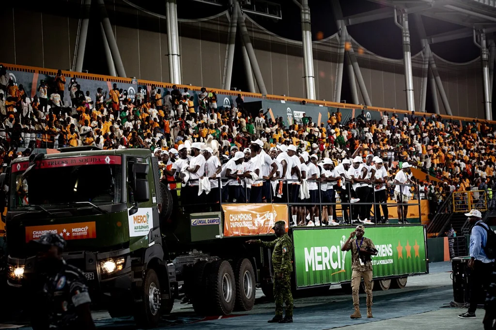 Đội tuyển Côte d’Ivoire trong lễ mừng AFCON 2024