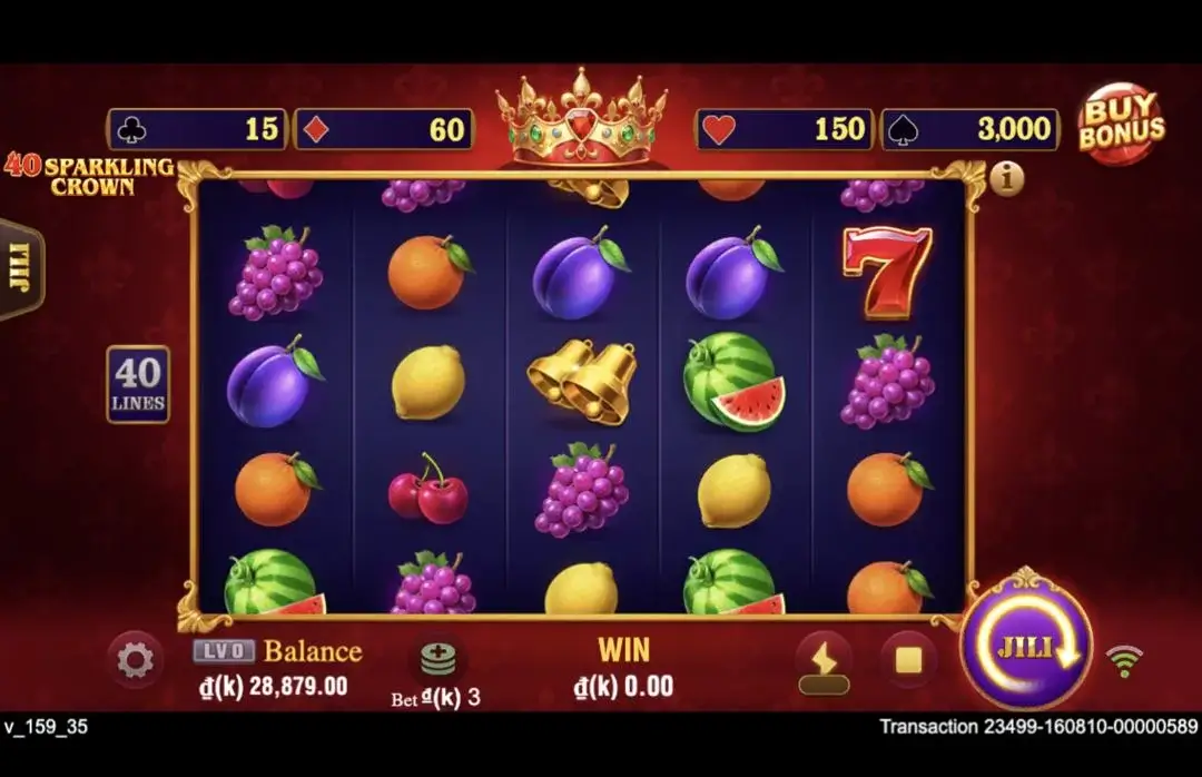 Ảnh giao diện chính game 40 Sparkling Crown (slot JILI) chơi tại LC79