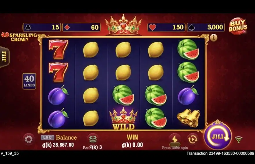 Ảnh màn hình gameplay game 40 Sparkling Crown (slot JILI) chơi tại LC79