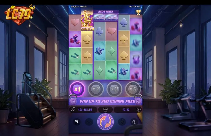 Ảnh bảng biểu tượng & tính năng game Mighty Mania (slot PG) chơi tại LC79