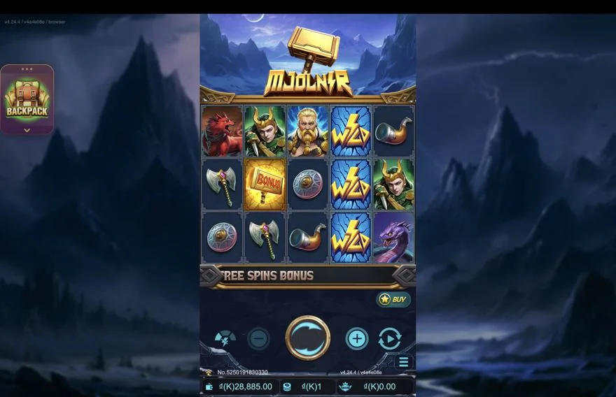Ảnh bảng biểu tượng & tính năng game Mjolnir (slot JDB) chơi tại LC79
