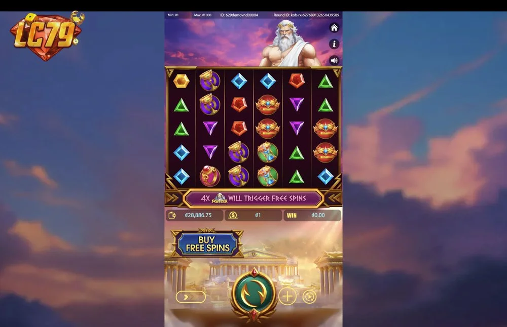 Ảnh màn hình gameplay game Treasures of Olympus 1000 (Kingmidas #) (slot) chơi tại LC79