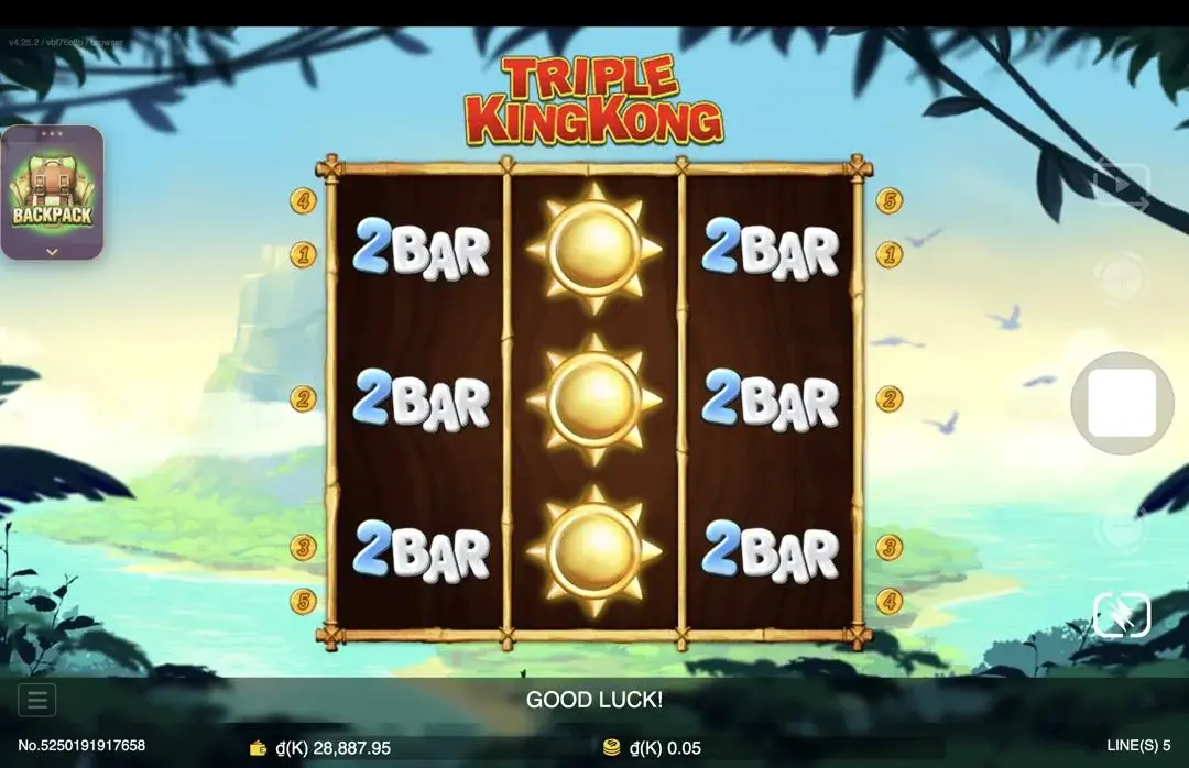 Ảnh giao diện chính game Triple King Kong (slot JDB) chơi tại LC79