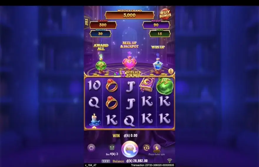 Ảnh màn hình gameplay game 3 Witch's Lamp (slot JILI) chơi tại LC79