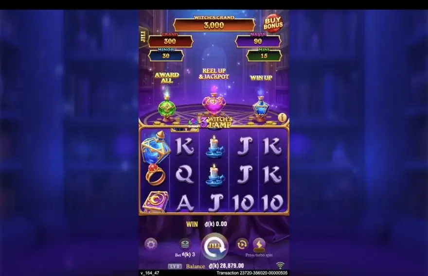 Ảnh bảng biểu tượng & tính năng game 3 Witch's Lamp (slot JILI) chơi tại LC79