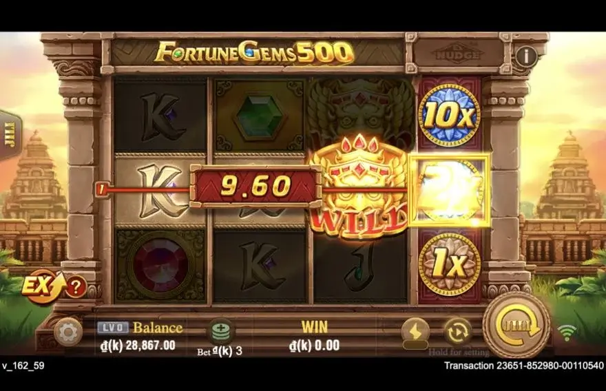 Ảnh màn hình gameplay game Fortune Gems 500 (slot JILI) chơi tại LC79