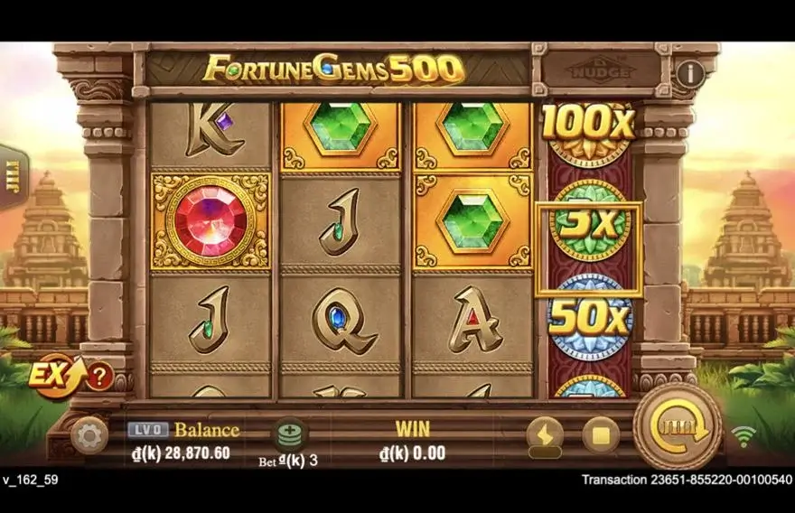 Ảnh bảng biểu tượng & tính năng game Fortune Gems 500 (slot JILI) chơi tại LC79