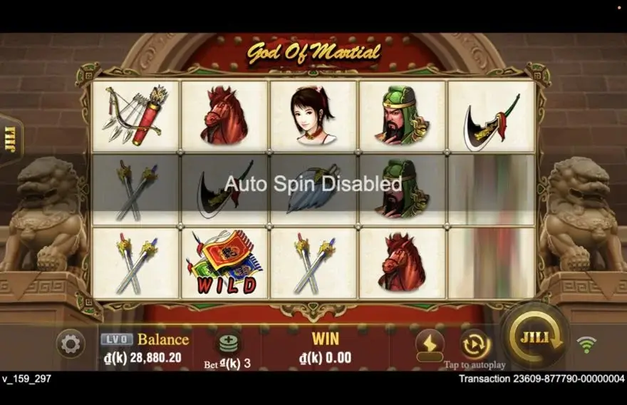 Ảnh màn hình gameplay game God Of Martial (slot JILI) chơi tại LC79