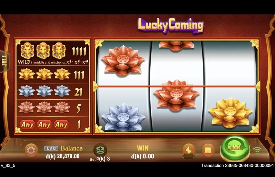 Ảnh bảng biểu tượng & tính năng game Lucky Coming (slot JILI) chơi tại LC79