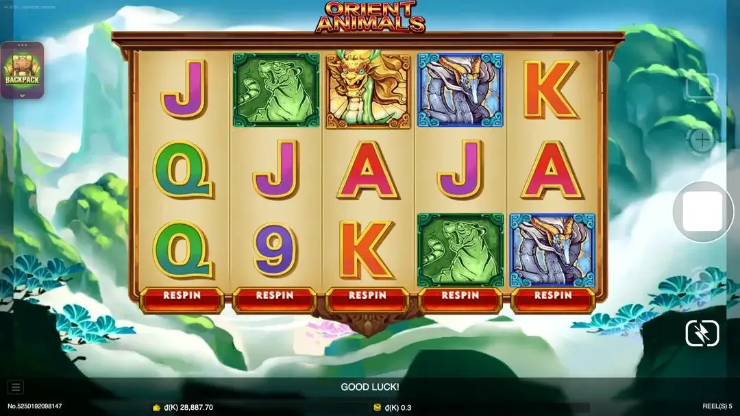 Ảnh giao diện chính game Orient Animals (slot JDB) chơi tại LC79