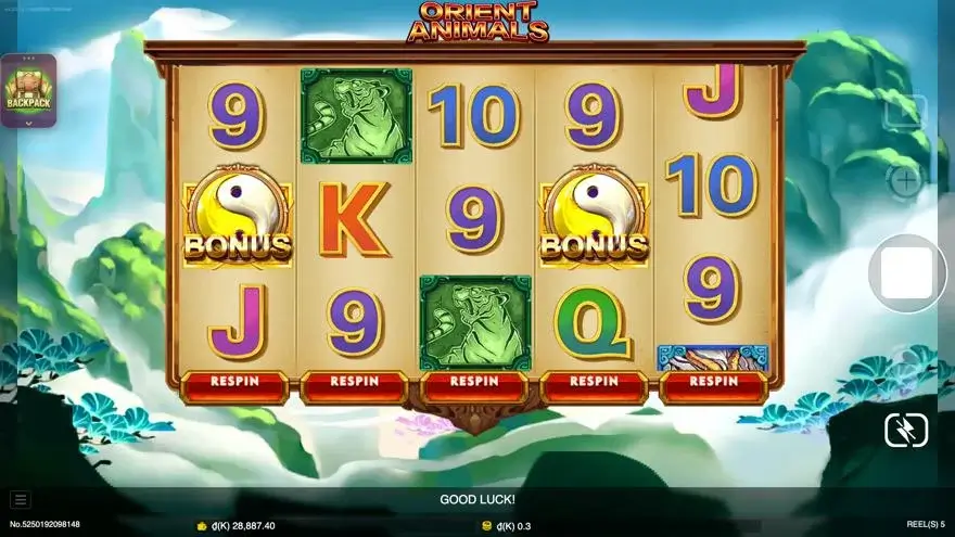 Ảnh màn hình gameplay game Orient Animals (slot JDB) chơi tại LC79