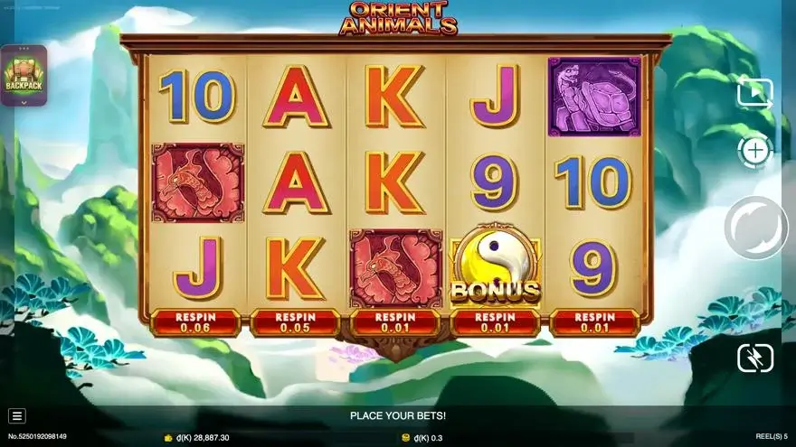 Ảnh bảng biểu tượng & tính năng game Orient Animals (slot JDB) chơi tại LC79
