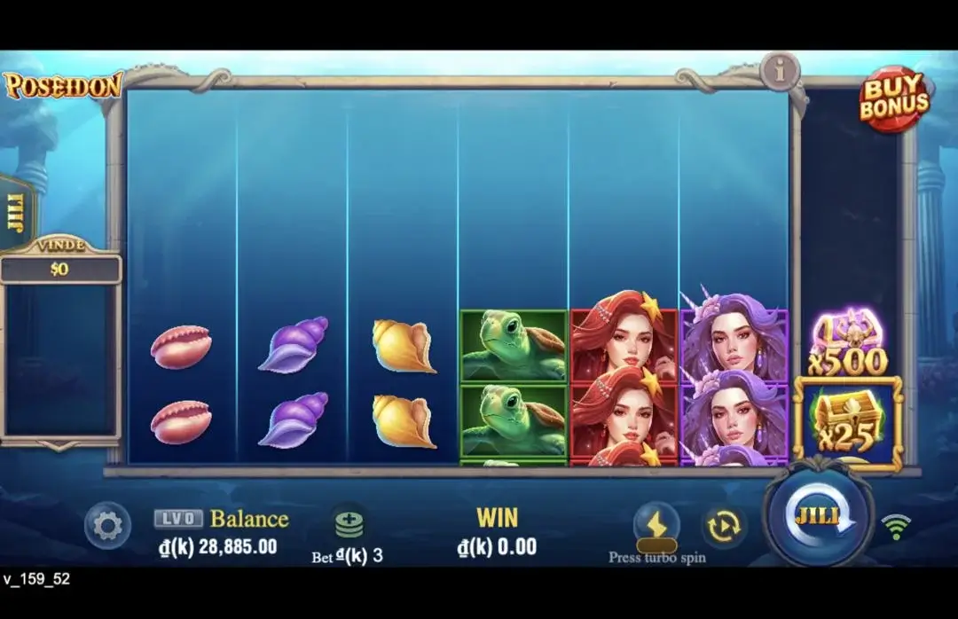 Ảnh giao diện chính game Poseidon (slot JILI) chơi tại LC79