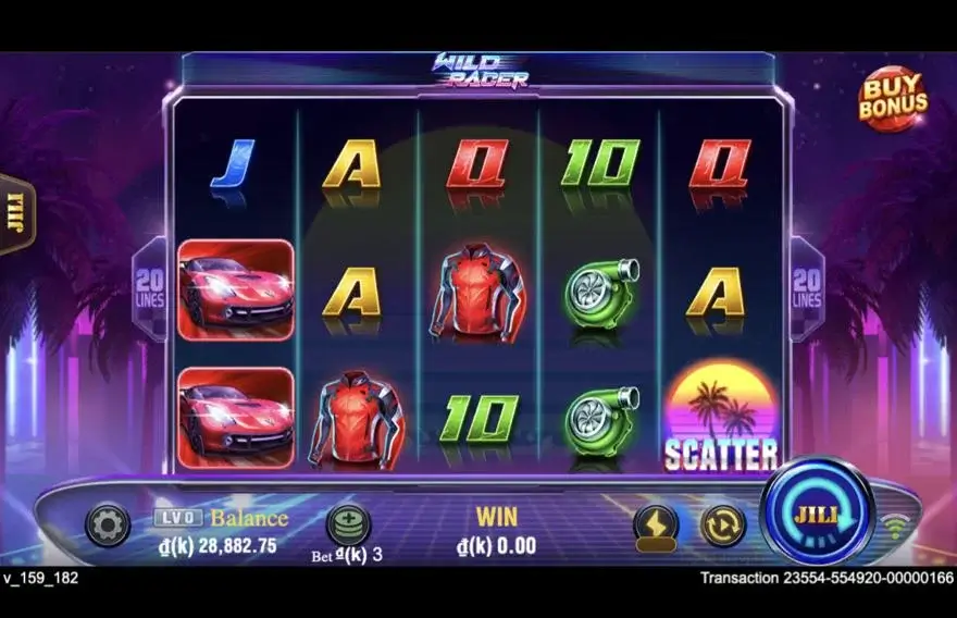 Ảnh màn hình gameplay game Wild Racer (slot JILI) chơi tại LC79