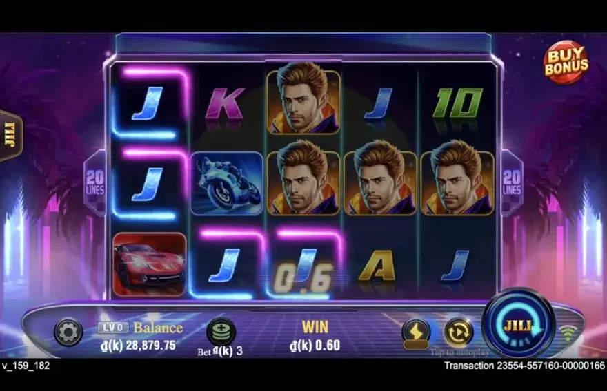 Ảnh bảng biểu tượng & tính năng game Wild Racer (slot JILI) chơi tại LC79