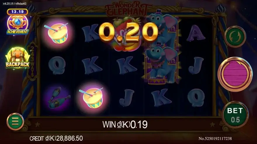 Ảnh bảng biểu tượng & tính năng game Wonder Elephant (slot JDB) chơi tại LC79