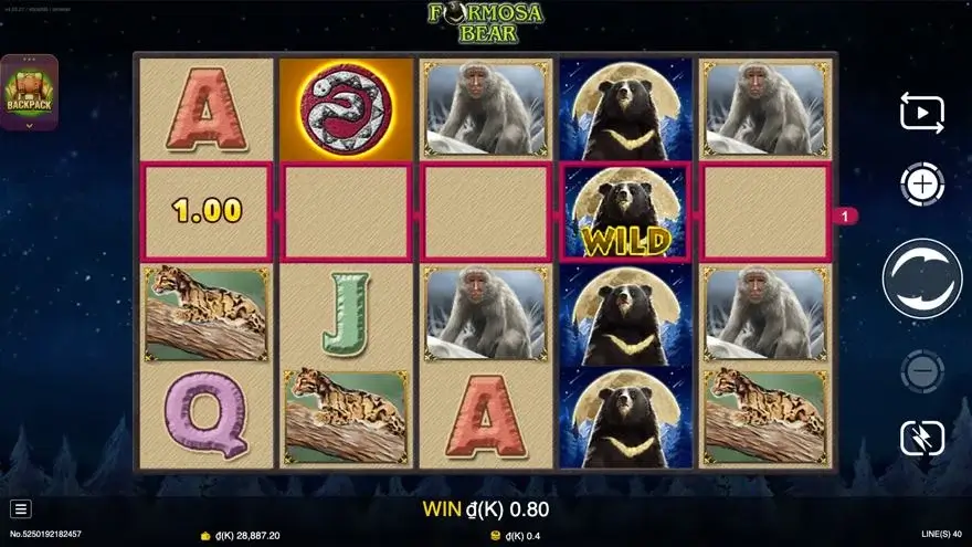 Ảnh bảng biểu tượng & tính năng game Formosa Bear (slot JDB) chơi tại LC79