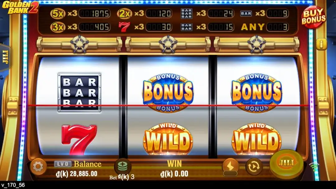Ảnh giao diện chính game Golden Bank 2 (slot JILI) chơi tại LC79