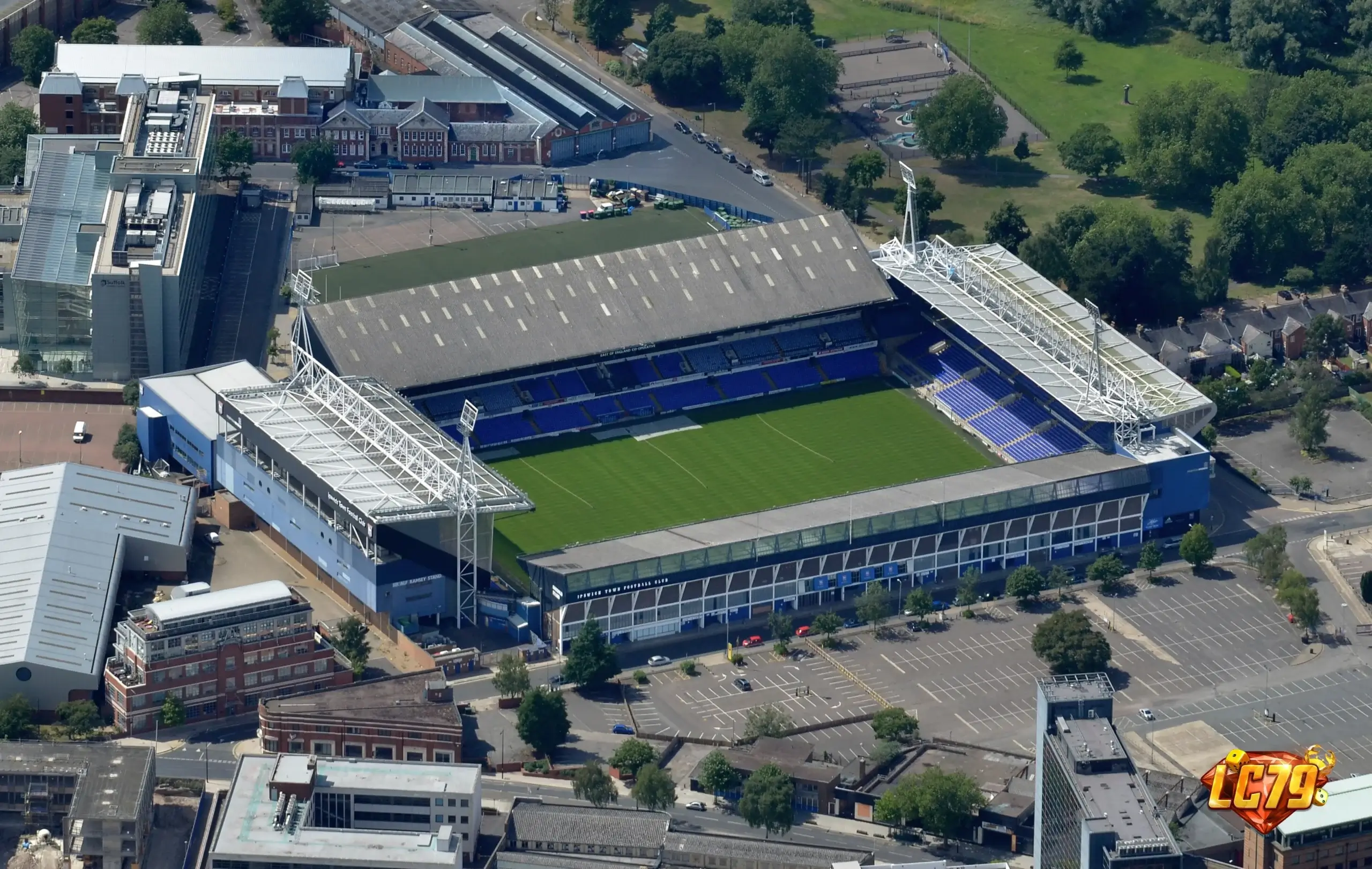Portman Road trước trận Ipswich vs Arsenal ở Carabao Cup