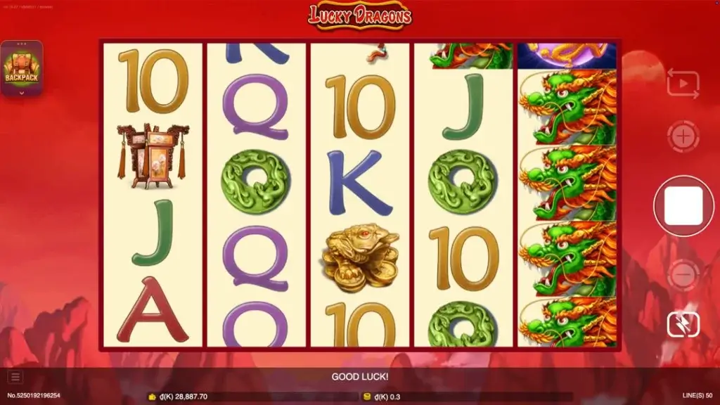 Ảnh giao diện chính game Lucky Dragons (slot JDB) chơi tại LC79
