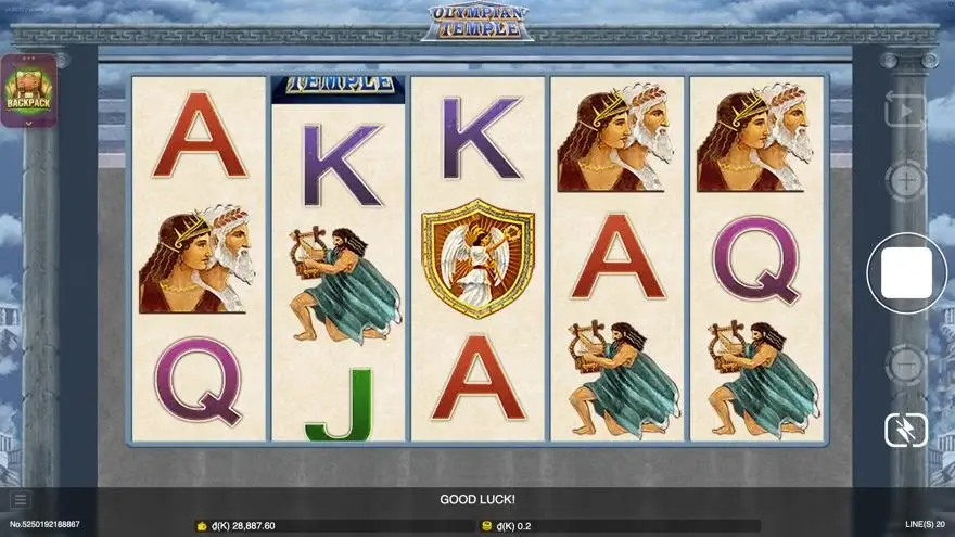 Ảnh màn hình gameplay game Olympian Temple (slot JDB) chơi tại LC79