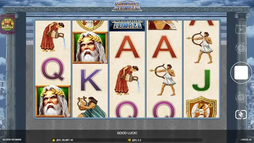 Ảnh bảng biểu tượng & tính năng game Olympian Temple (slot JDB) chơi tại LC79