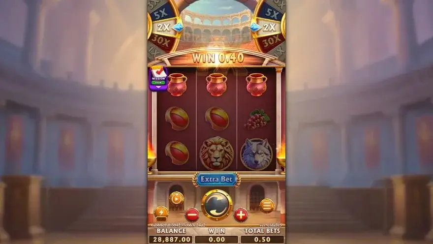 Ảnh bảng biểu tượng & tính năng game ROMA GLADIATRIX (slot FC) chơi tại LC79