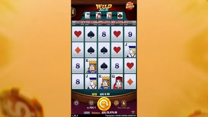 Ảnh màn hình gameplay game Wild Ace (slot JILI) chơi tại LC79