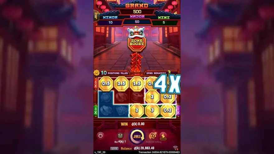 Ảnh màn hình gameplay game 3 LUCKY LION (slot JILI) chơi tại LC79
