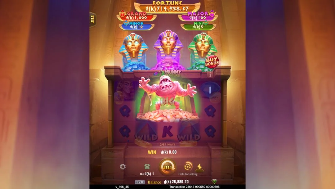 Ảnh giao diện chính game 3 Mummy Treasures (slot JILI) chơi tại LC79