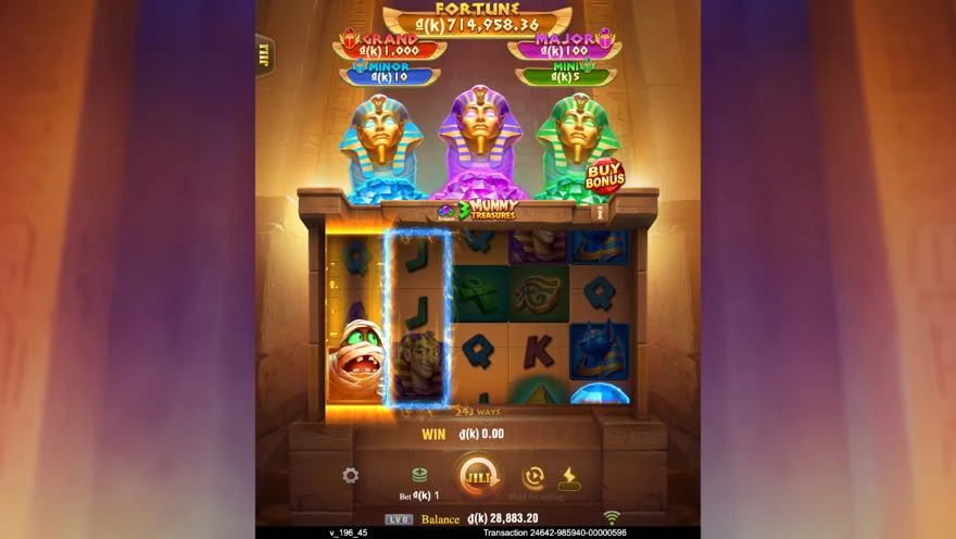 Ảnh màn hình gameplay game 3 Mummy Treasures (slot JILI) chơi tại LC79