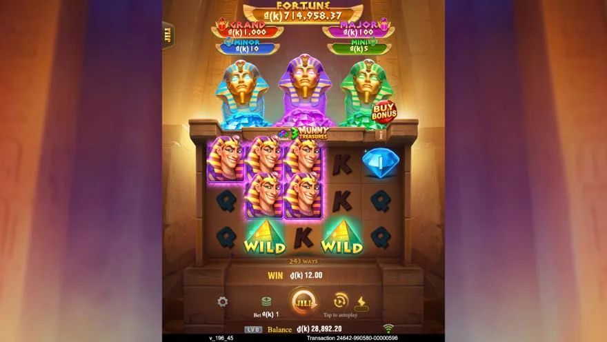 Ảnh bảng biểu tượng & tính năng game 3 Mummy Treasures (slot JILI) chơi tại LC79
