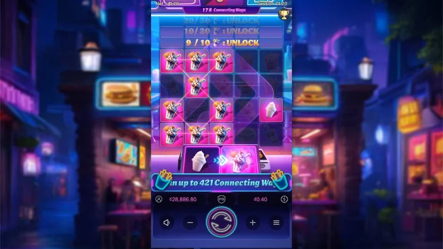 Ảnh bảng biểu tượng & tính năng game Diner Frenzy Spins (slot PG) chơi tại LC79