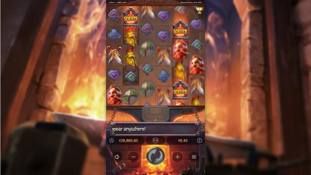 Ảnh giao diện chính game Forge of Wealth (slot PG) chơi tại LC79