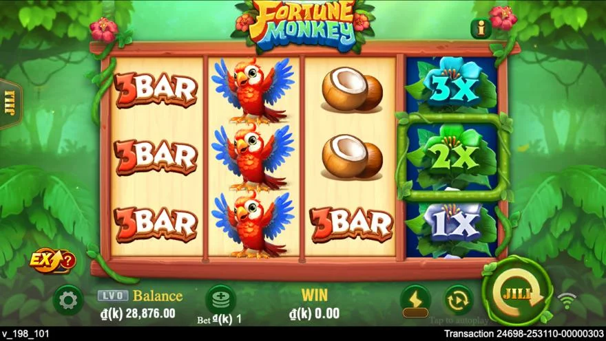 Ảnh màn hình gameplay game Fortune Monkey (slot JILI) chơi tại LC79
