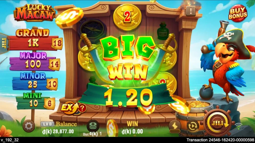 Ảnh giao diện chính game Lucky Macaw (slot JILI) chơi tại LC79