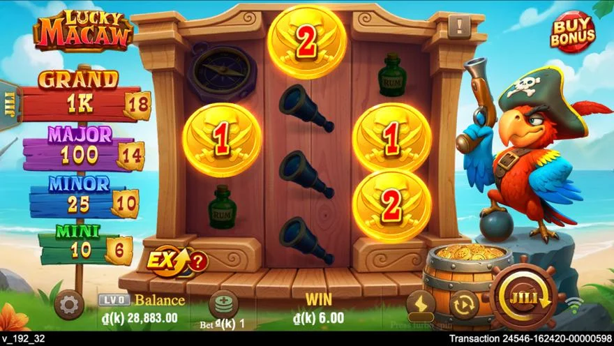 Ảnh bảng biểu tượng & tính năng game Lucky Macaw (slot JILI) chơi tại LC79
