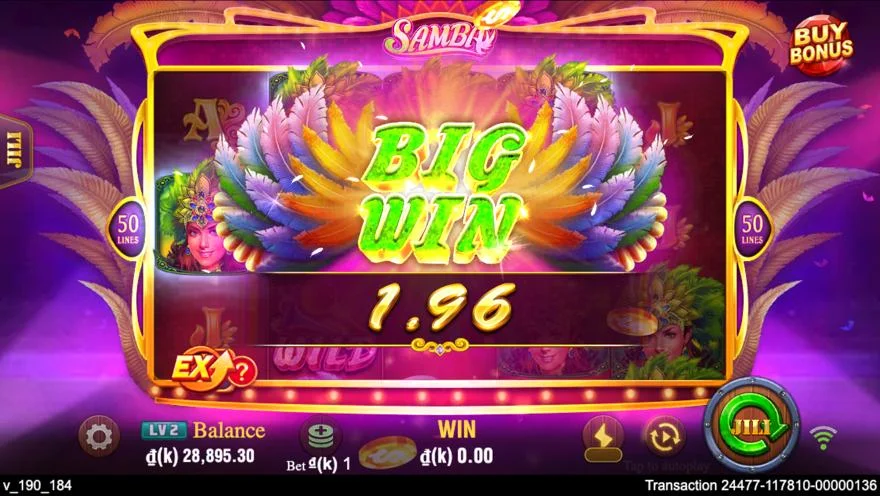 Ảnh màn hình gameplay game Samba (slot JILI) chơi tại LC79